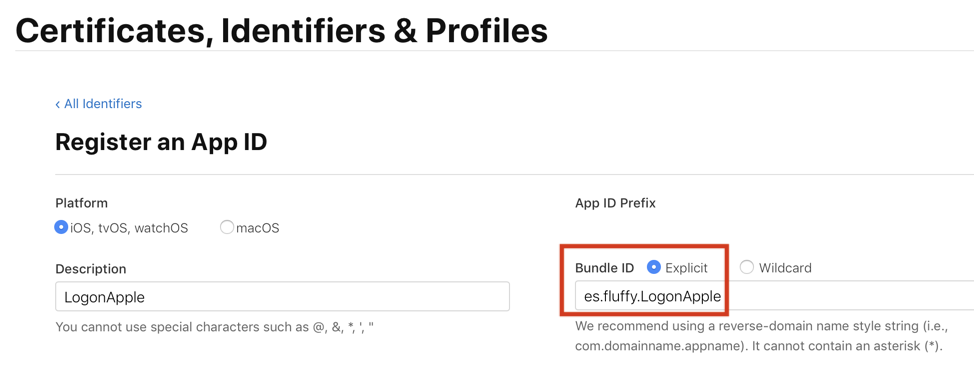 explicit bundle identifier