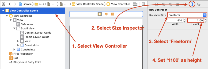 How to use scroll view in Interface Builder / Storyboard (Xcode 11)