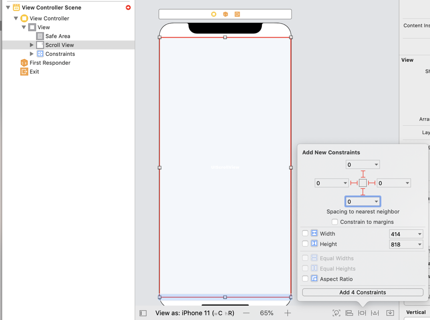 scroll view constraints