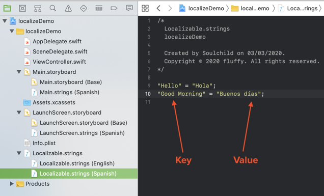 spanish localizable string